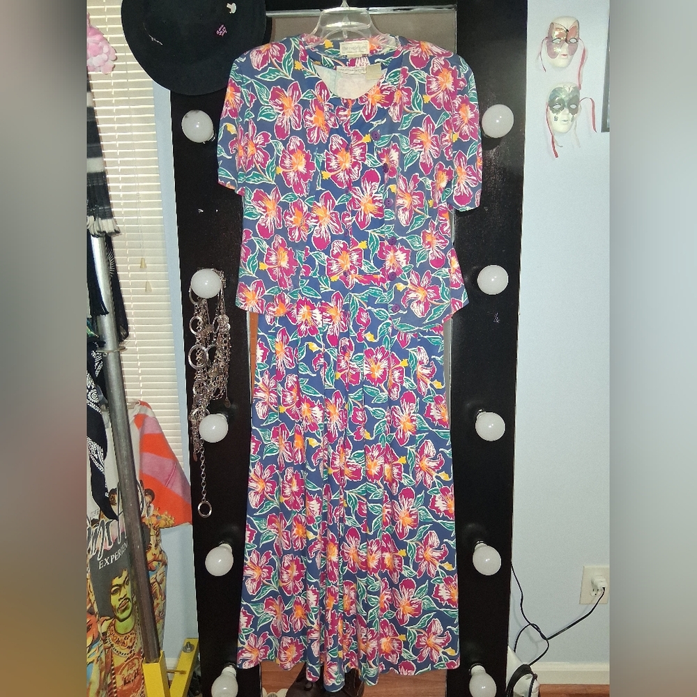 VINTAGE Tropical Floral Jumpsuit Set